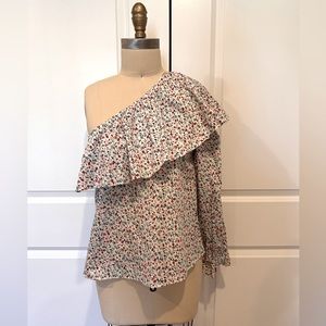 Zara Basics One Shoulder Ruffle top. Floral Print